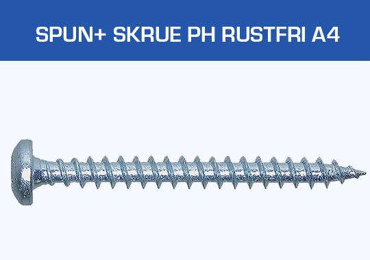 Spun+ skrue Ph Rustfri A4