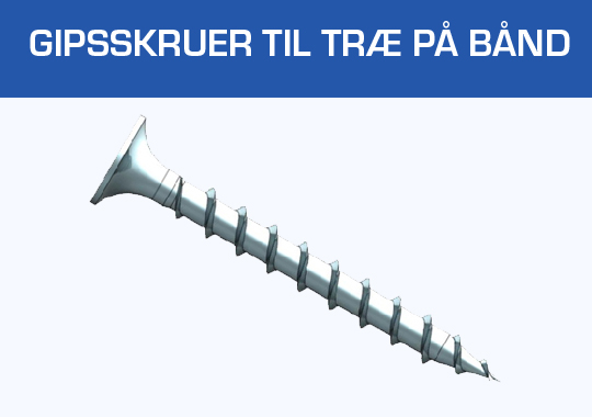 Gipsskruer t/træ på bånd