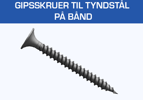 Gipsskruer t/tyndstål på bånd