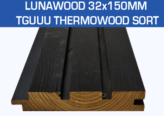 LunaWood 32x150mm Thermowood TGUUU Sort Beklædning