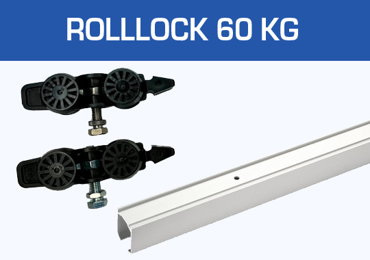 Roll-lock skydedørsbeslag 60 kg
