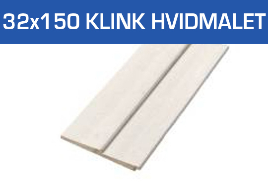 32x150mm gran klinkebeklædning hvidmalet