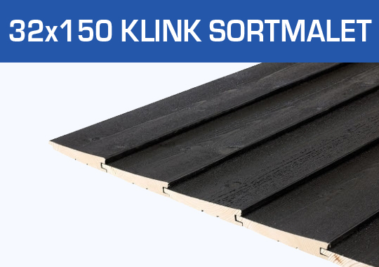 32x150mm gran klinkebeklædning sortmalet