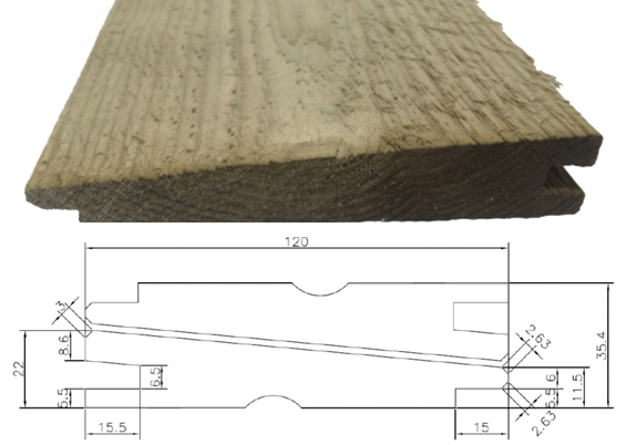 25x125mm Klinkbeklædning Trykimp. 480cm