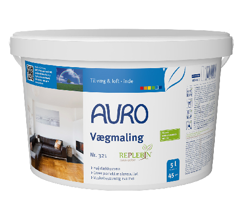 Auro vægmaling hvid mat nr 321 5 ltr