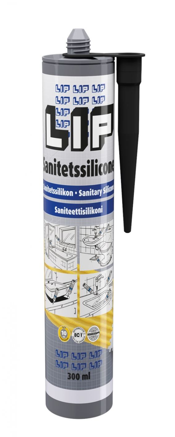 LIP Sanitetssilicone Sort 0,3 ltr