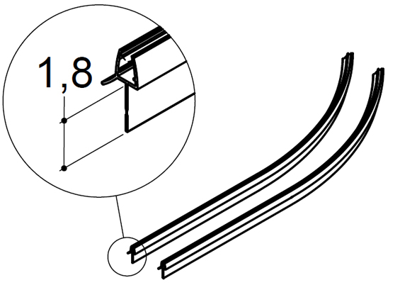 Scanbad Drypliste til buet brusedøre 18mm