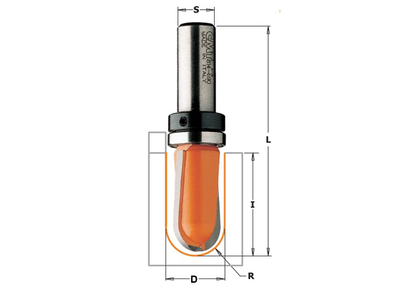 CMT Hulkehlfræser HM R=9,5 D=19 I=25 L=63,5