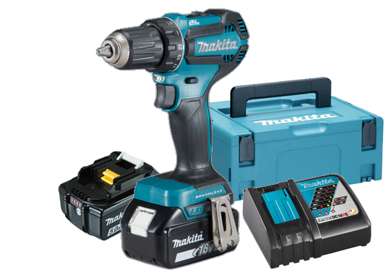 Makita 18V Bore-/skruemaskine DDF485RTJ Inkl. 2x5,0 ah batterier og lader