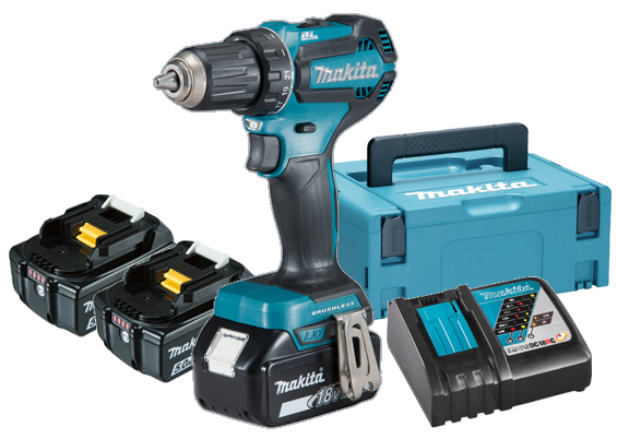 Makita 18V Bore-/skruemaskine DDF485RTJ3 Inkl. 3x5,0 ah batterier og lader