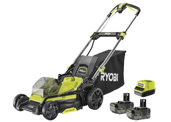 Ryobi RY18LMX40C-240 18V Plæneklipper med 2 batterier & lader