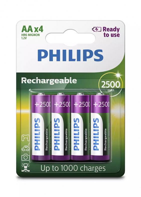 Philips AA Genopladeligt NiMH batteri HR6 1,2V 2500mah